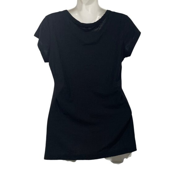 Standard James Perse Scoop Neck Slub Tee Black Sz 3 Womens L Cap Sleeve Shirt - Picture 4 of 6